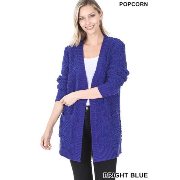 LAST ONE - Cozy Popcorn Cardigan in Royal Blue - Picture 2 of 3